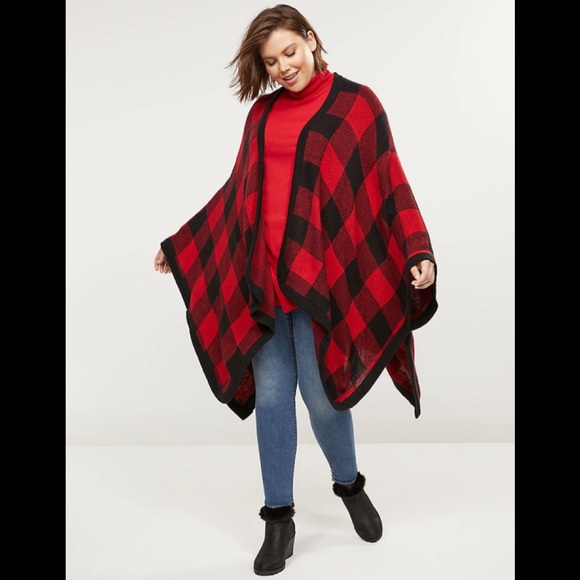 🆕NEW! Oversized Buffalo Plaid Poncho Overpiece - Picture 3 of 16